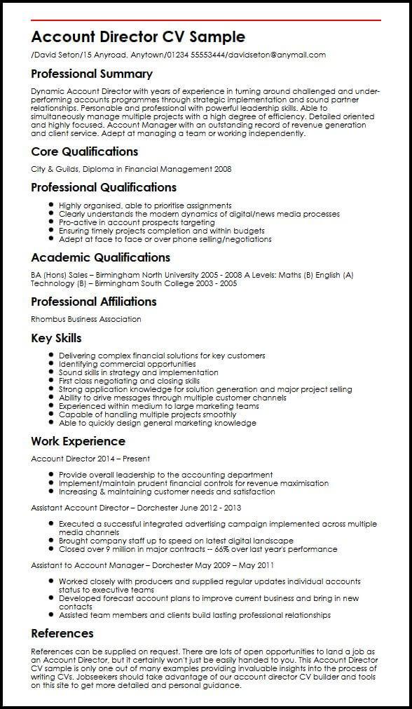 Account Director CV Sample - MyPerfectCV