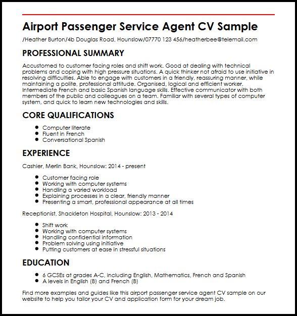 cover letter for airport service agent with no experience