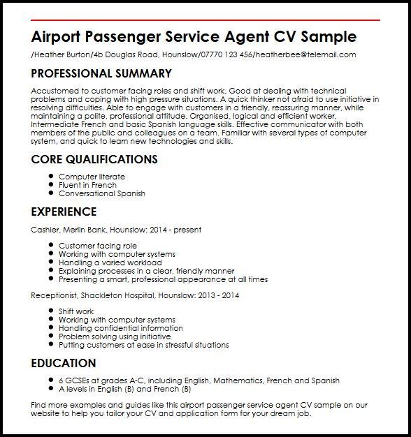 Airport ground staff resume
