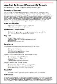 Restaurant Manager Resume Sample Dallashety