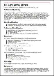Bar Manager CV Sample MyPerfectCV