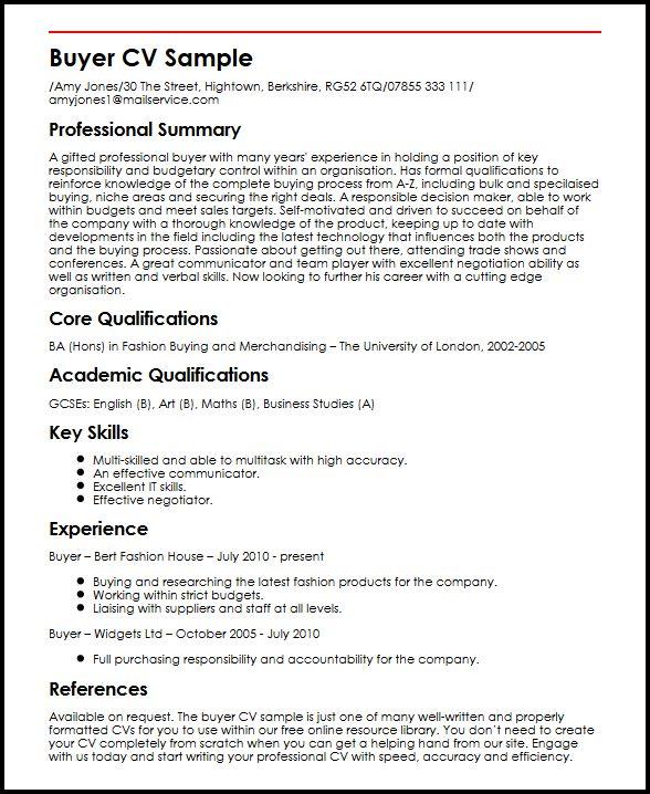 Resume sample for purchase Cv Of Purchase Assistant