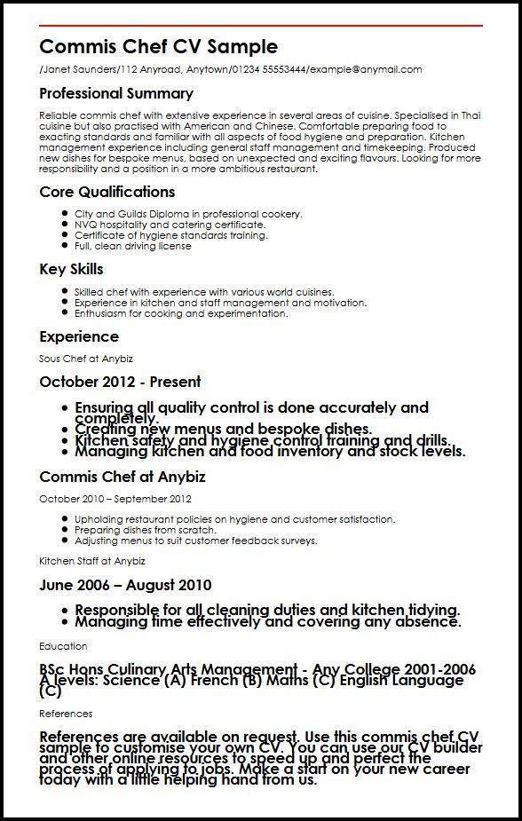 Cook Cv Sample Doc