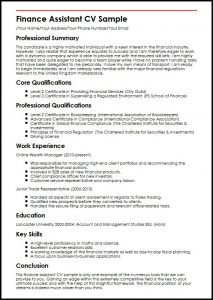 finance assistant cv sample myperfectcv finance assistant cv sample