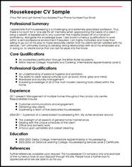 Sample Cv Hotel Housekeeper Housekeeping Resume Sample Free Resume Sampel