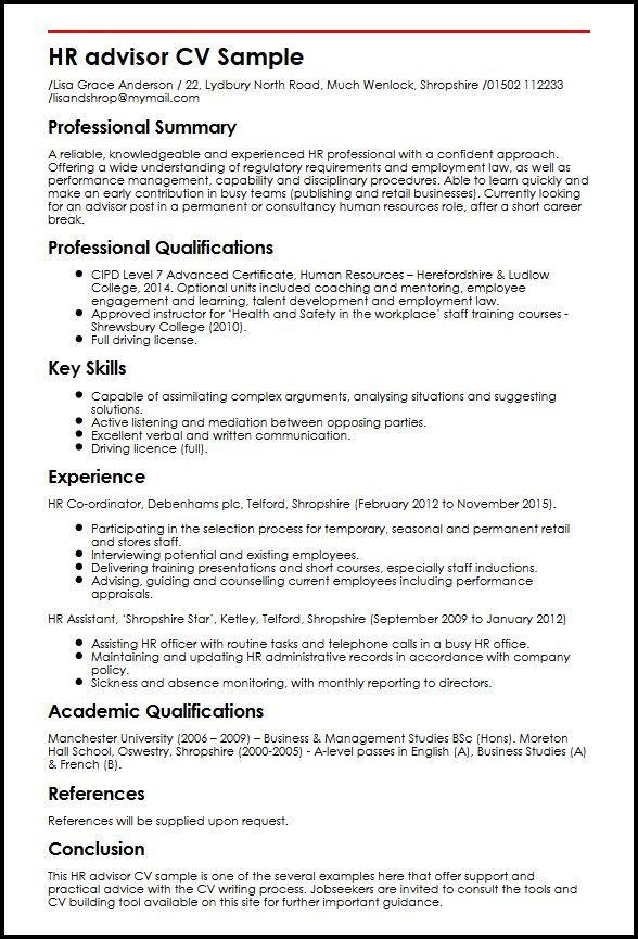 Curriculum Vitae For Training