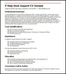 Help Desk Support CV Example - myPerfectCV