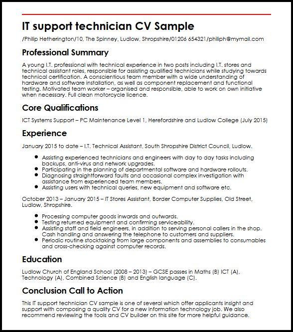 cv personal statement for it job