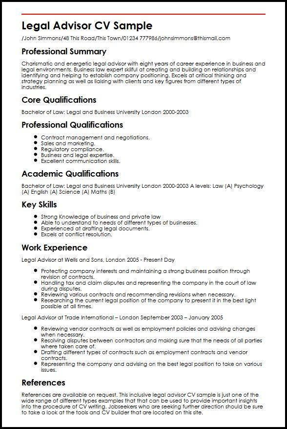 legal personal statement cv