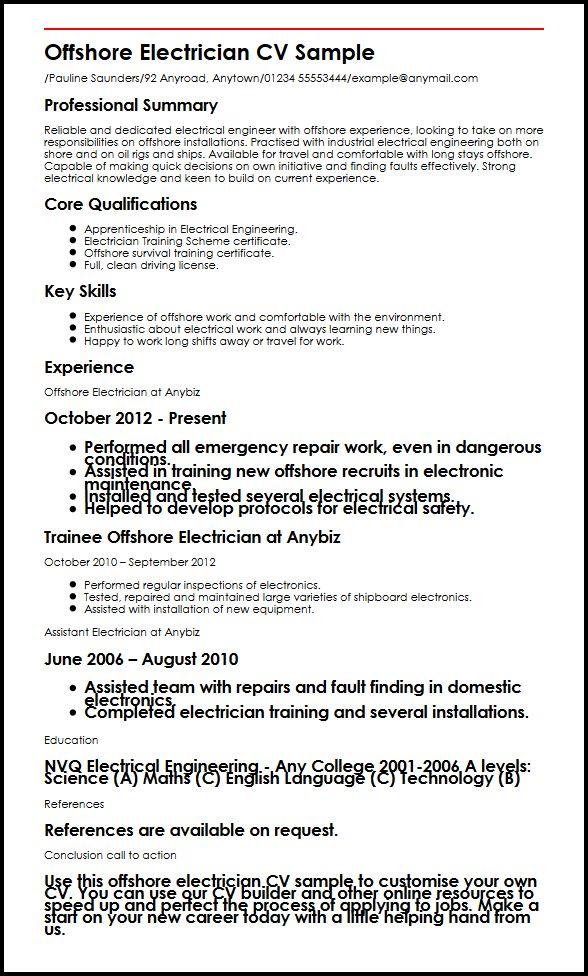 offshore-electrician-cv-sample