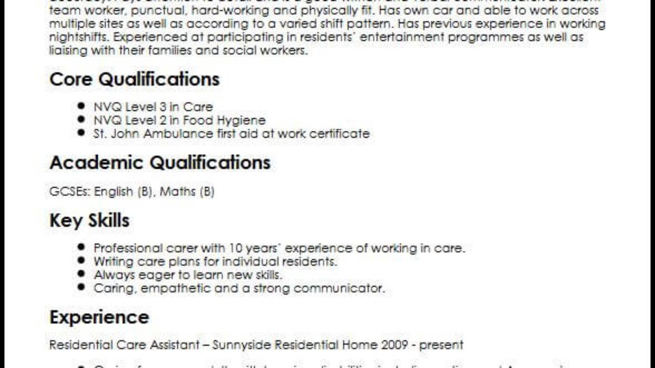 Care Assistant Cv Sample Uk