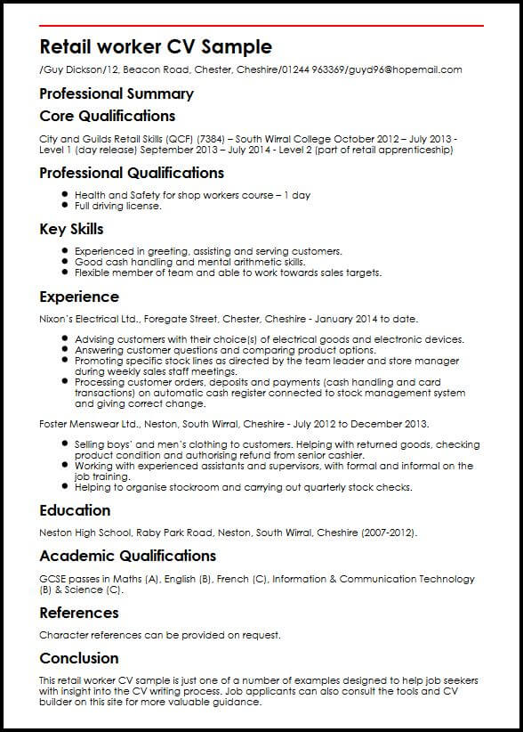 Writing a cv for academic positions retail