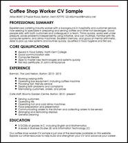 Coffee Shop Worker CV Sample MyperfectCV
