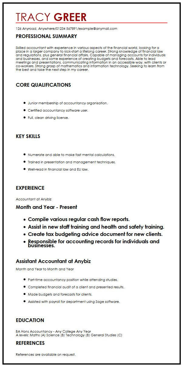 Curriculum Vitae Examples For Internship