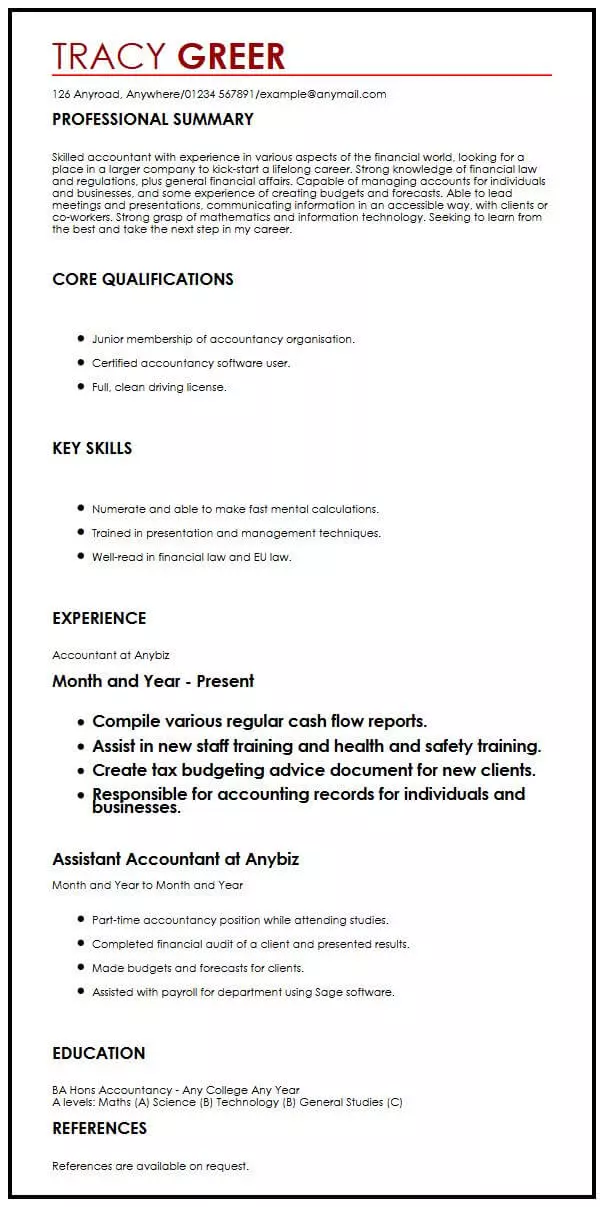 cv example for interns myperfectcv internship cv examples