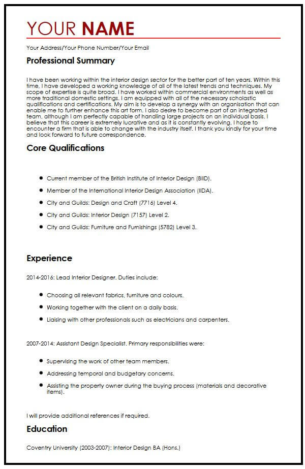 CV Template in English myPerfectCV