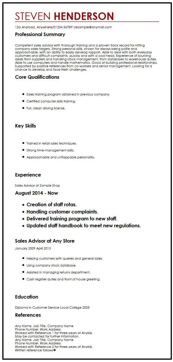 Work Experience Reference Template