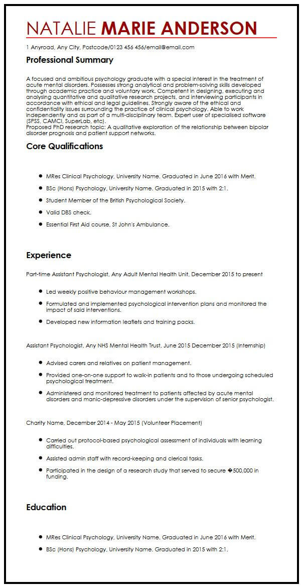 Cv Template For Phd Application from www.myperfectcv.co.uk