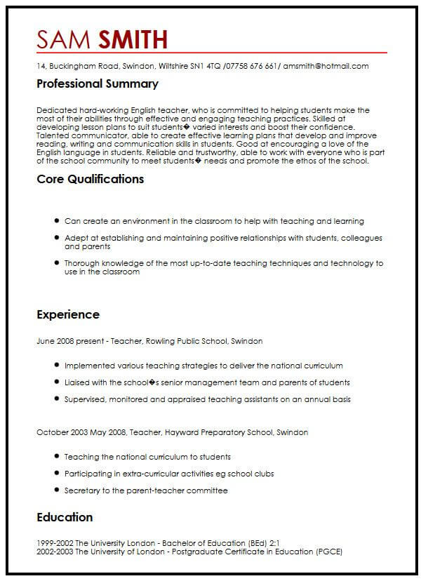 how to write english resume