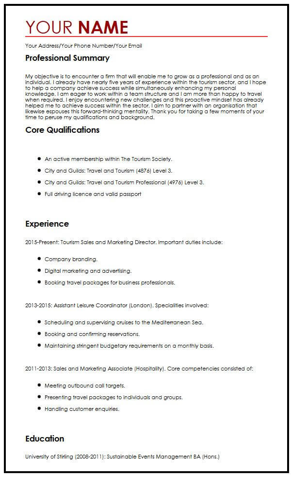 CV Sample with Career Objectives - MyPerfectCV