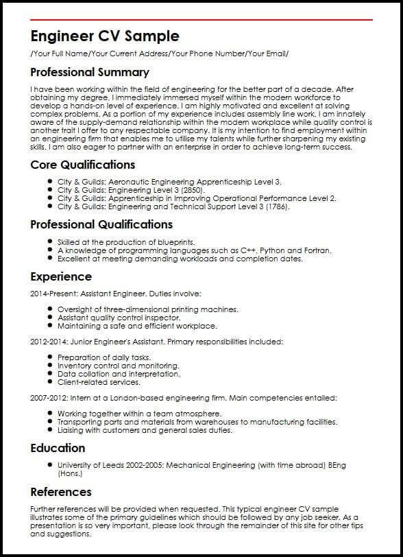 Engineering personal statement CV