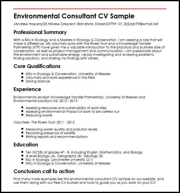 Environmental science phd resume