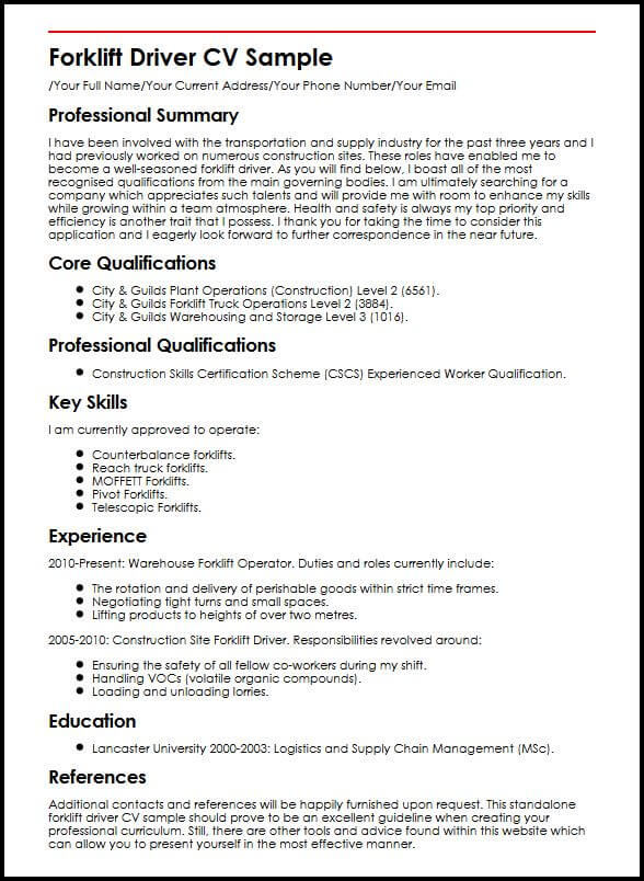 cv examples qualifications