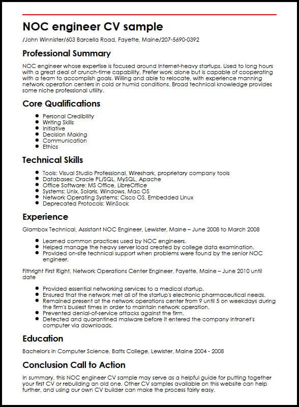Noc engineer clearance