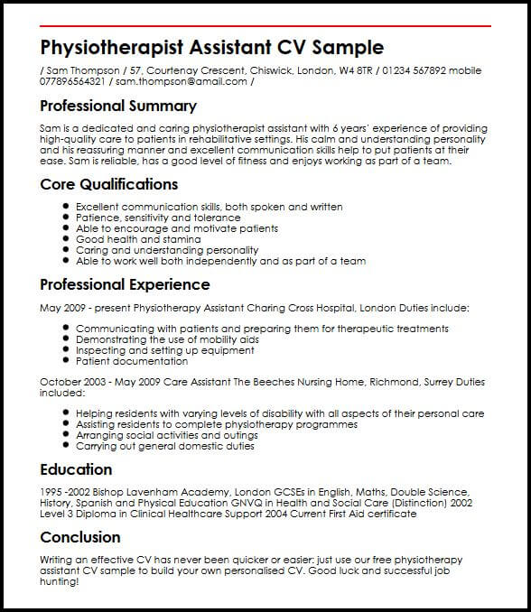 Physiotherapy personal statement