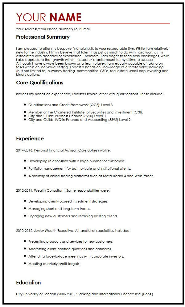 Professional CV Example - MyPerfectCV