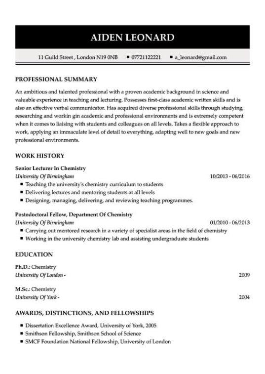 successful cv examples by