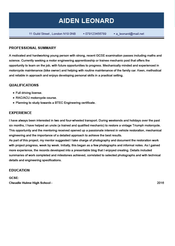 cv examples cv samples myperfectcv cv cv