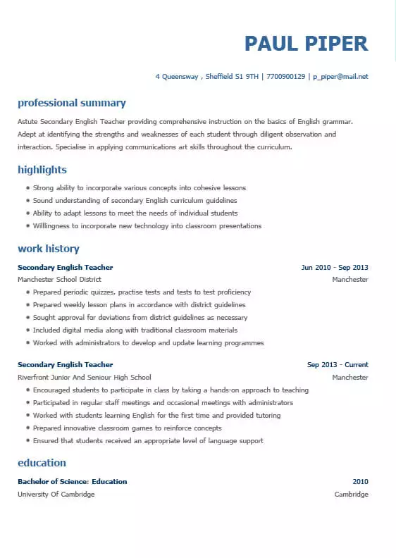 the best cv templates by industry and job titles my perfect cv professional strengths resumes