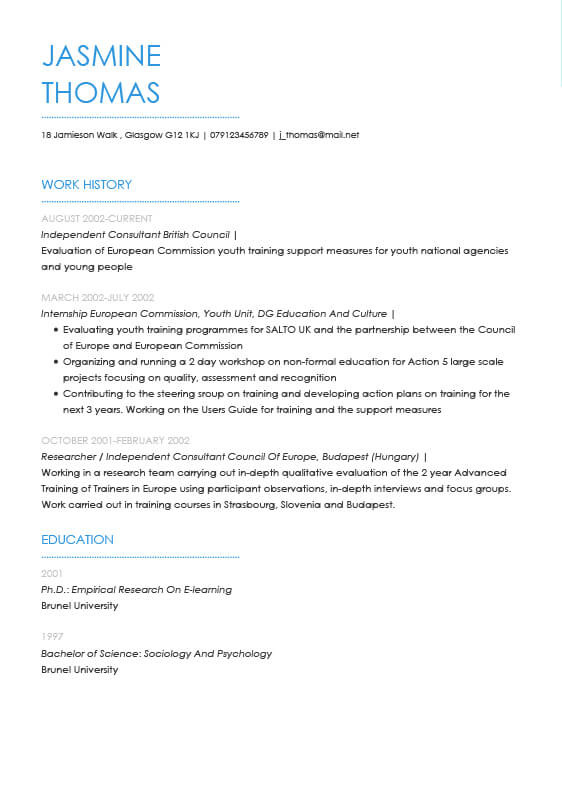CV Examples | CV Samples | MyPerfectCV CV Examples | CV Samples | MyPerfectCV