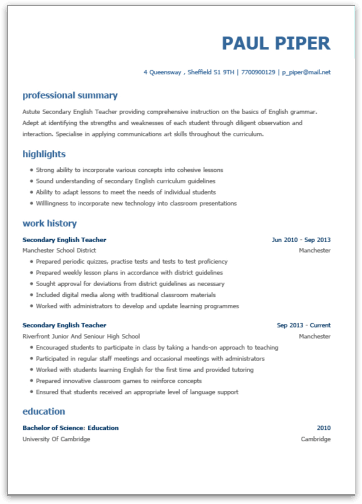 The Best Cv Templates By Industry And Job Titles Myperfectcv