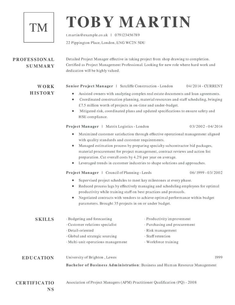 Cv Writing Service Project Manager Project Manager Cv Writing Service