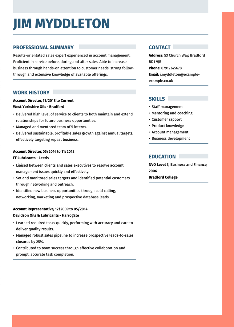 hospitality personal statement cv