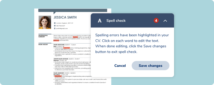 spell check in CV maker