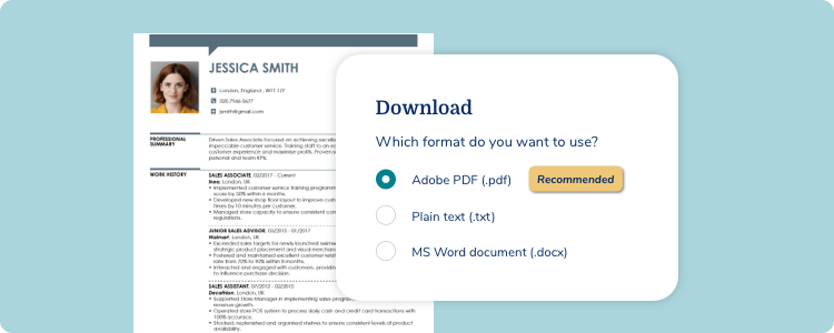 Download your finished online CV