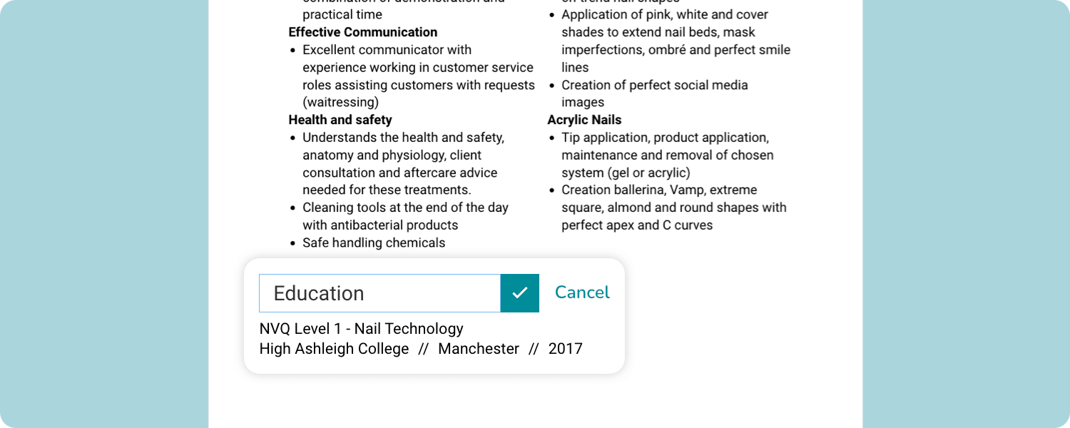 CV formats steps
