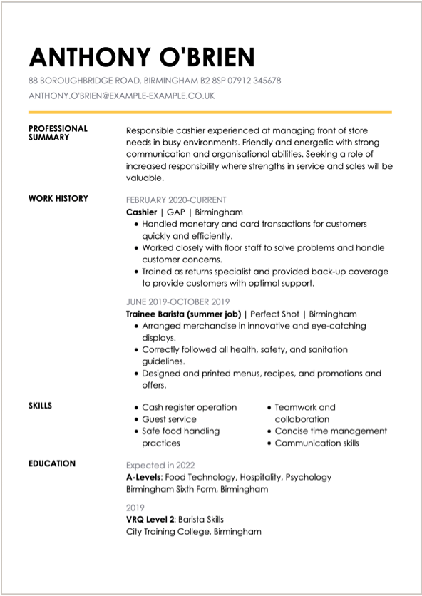 general resume skills examples