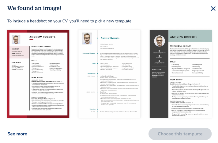 MyPerfectCV headshot detection