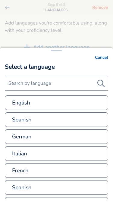 MyPerfectCV Languages section update